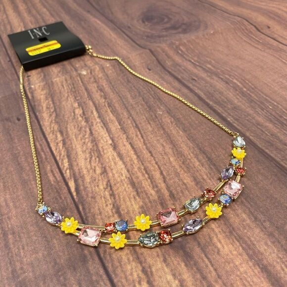 INC CUBIC ZIRCONIA GOLD NECKLACE QP87 - Picture 2 of 4